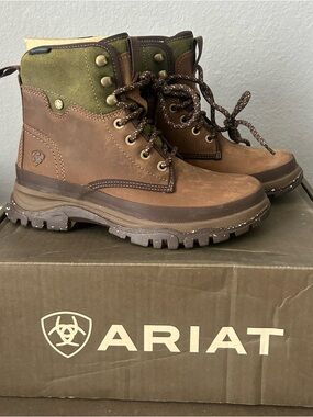 Ariat Brown and Olive Women’s hiking /work Boots-Moresby Waterproof Boot